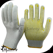 SRSAFETY Luvas de algodão pontilhadas em PVC amarelo